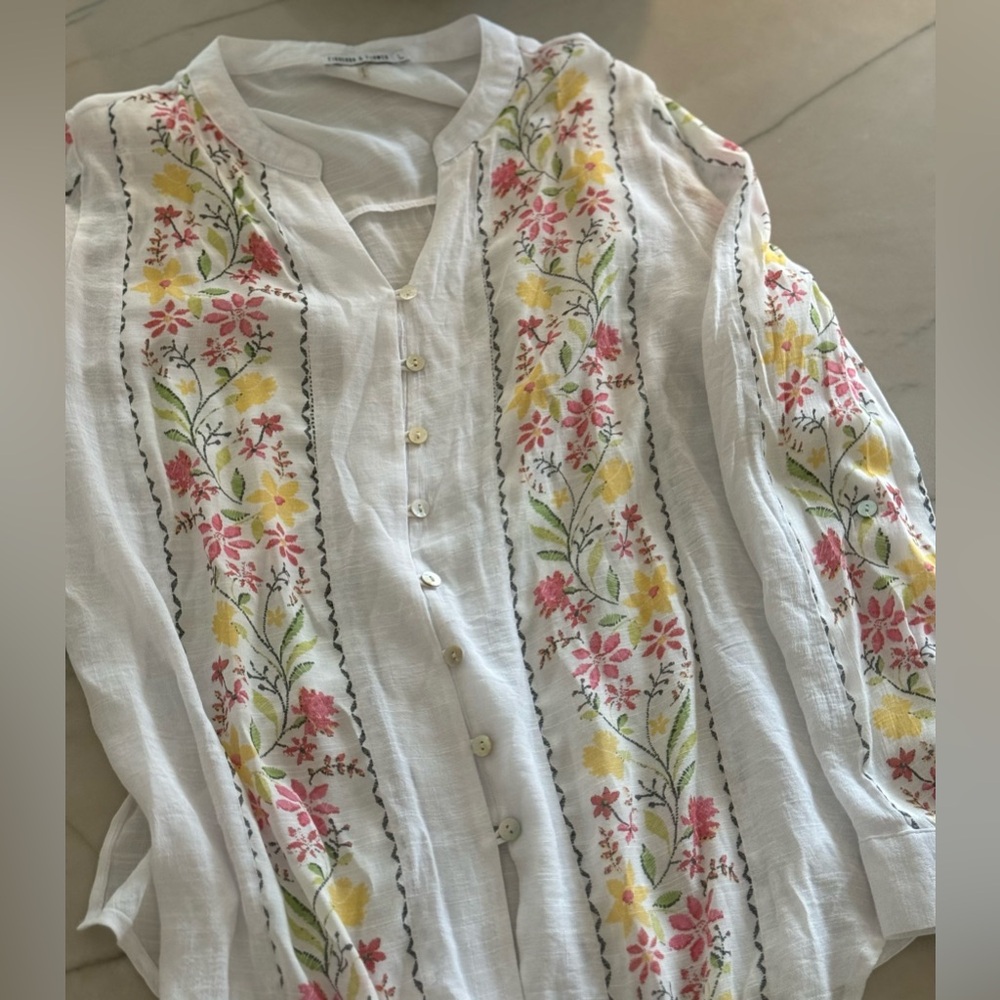 Figueroa & Flower Boho Floral Top Sz L - Picture 5 of 13